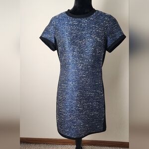 Madewell Women's Shimmer Weave Blue Tweed Shift Dress Size S.
